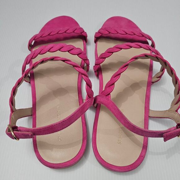 NEW Stuart Weitzman Twistie Sandal Flat Braided Strappy Pink Suede Size 10 - Picture 8 of 12
